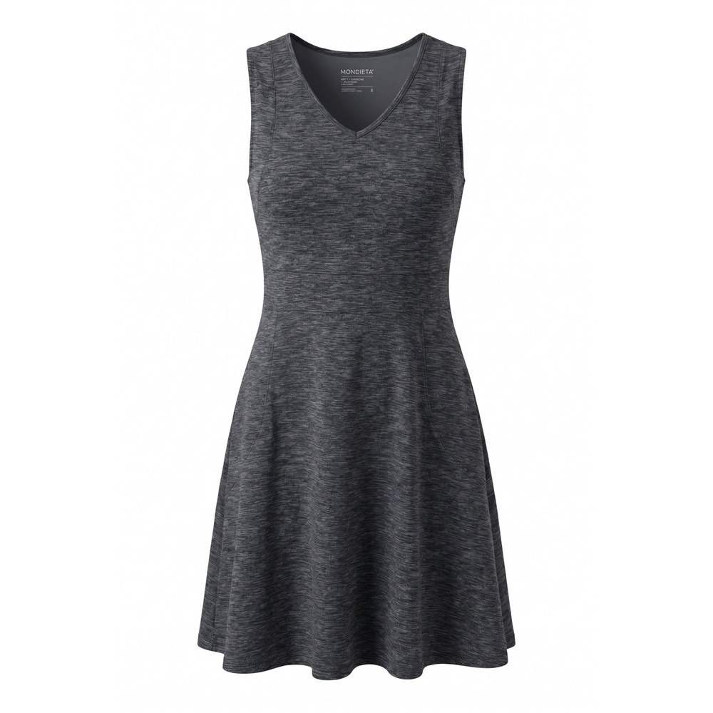 Mondetta Performance Luxury Gray Space Dye V-Neck Active Dress with Pockets S